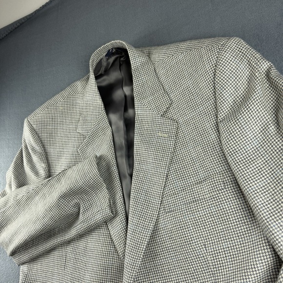 Brooks Brothers Sport Coat Men's 48R Houndstooth Wool Silk Linen Blazer Jacket